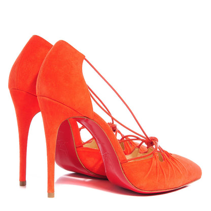 Christian Louboutin Suede Riri 100 Pumps 36.5 Orange 4 of 6