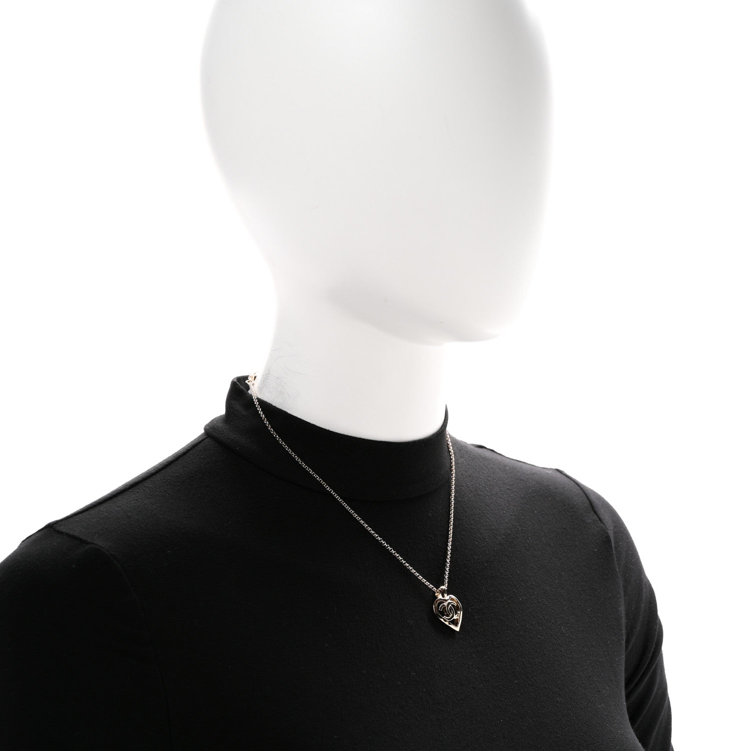 Chanel CC Heart Chain Pendant Necklace Gold 2 of 6