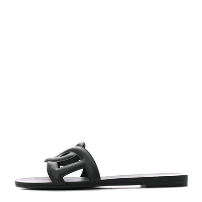 Hermes Rubber Aloha Sandals 39 Black 1 of 10