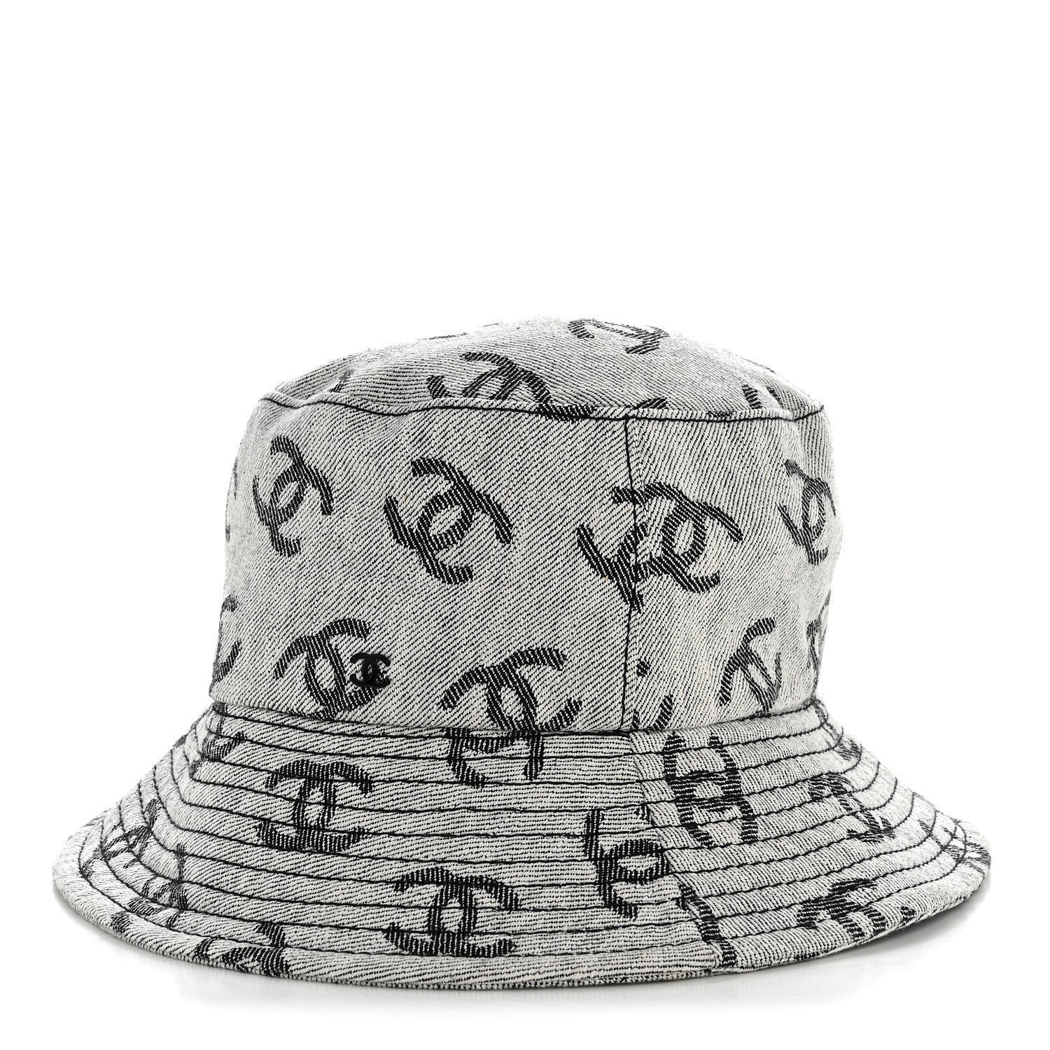 Chanel Denim CC Bucket Hat S White Black 1 of 9