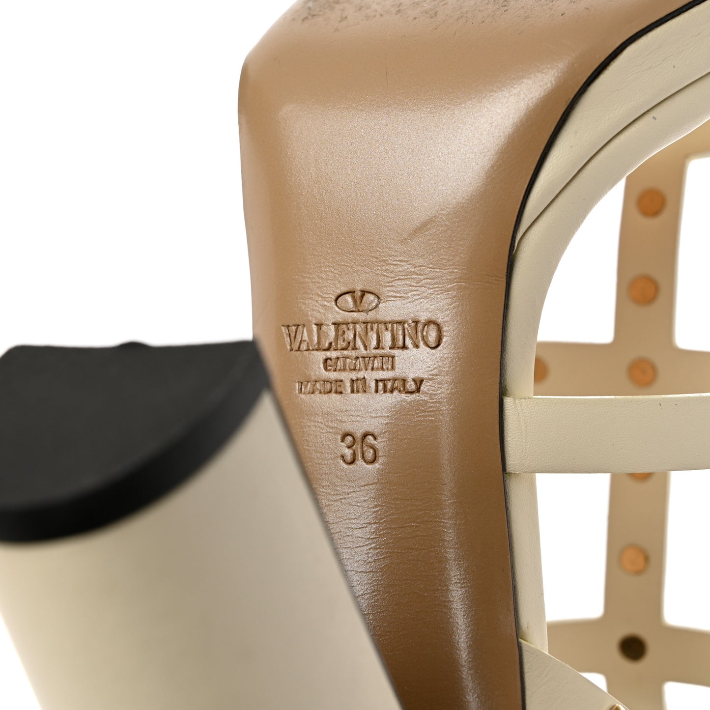 Calfskin Rockstud 90mm City 36 Ivory