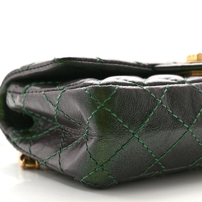 Chanel Metallic Aged Calfskin Quilted 2.55 Reissue Flap Belt Bag Clutch Green 9 of 10