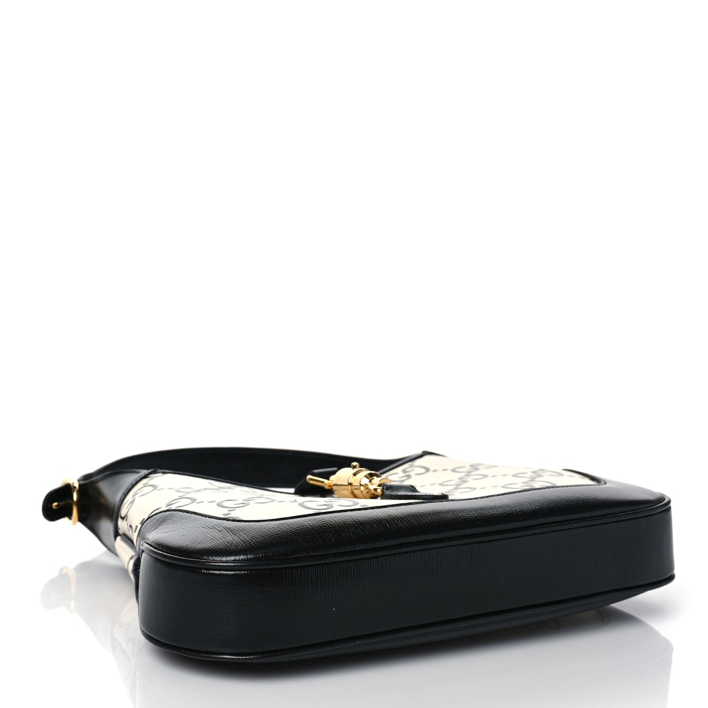 Azalea Calfskin GG Monogram Bi-Color Debossed Small Jackie 1961 Hobo Mystic White Black