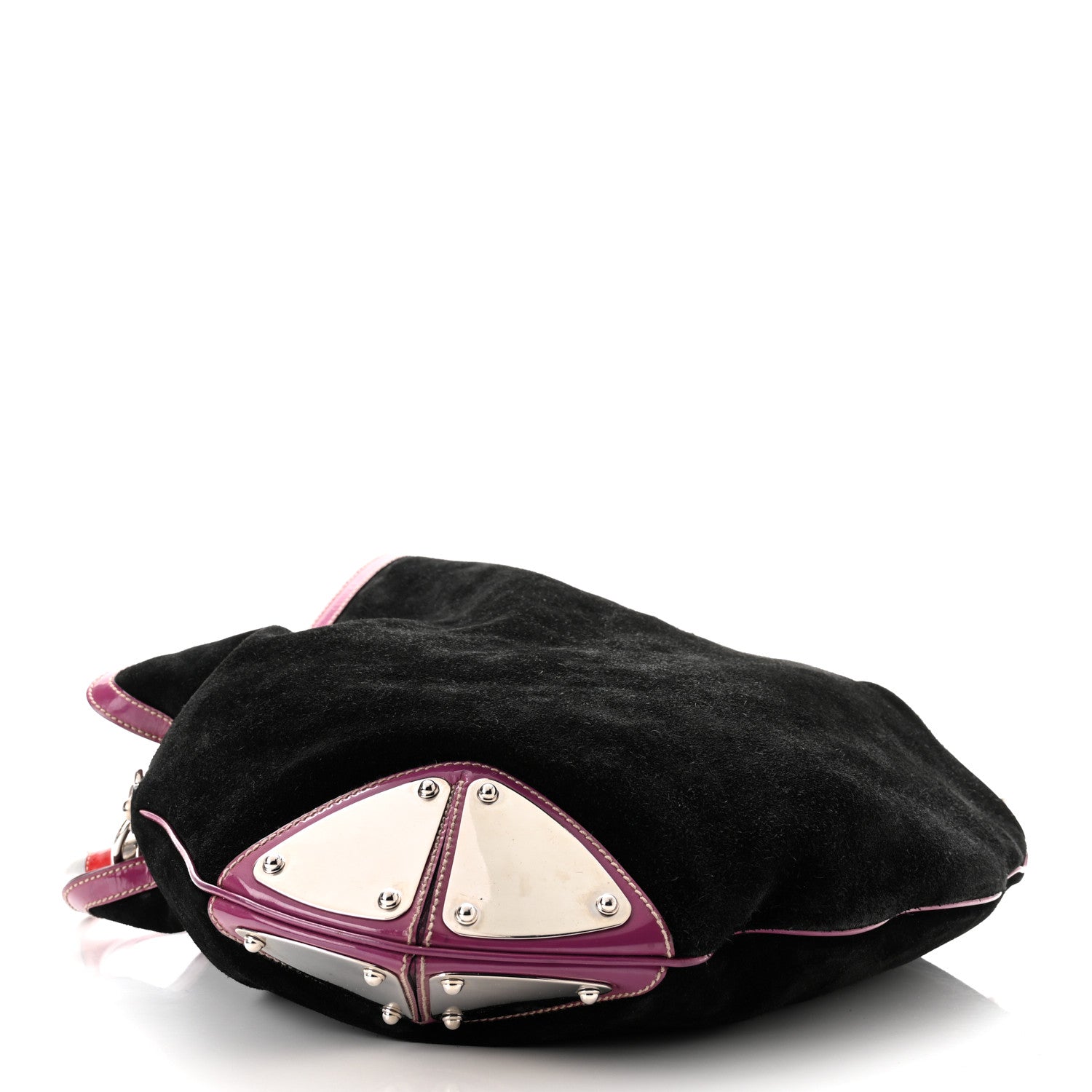 Gucci Suede Large Indy Top Handle Hobo Black Purple Red 4 of 10
