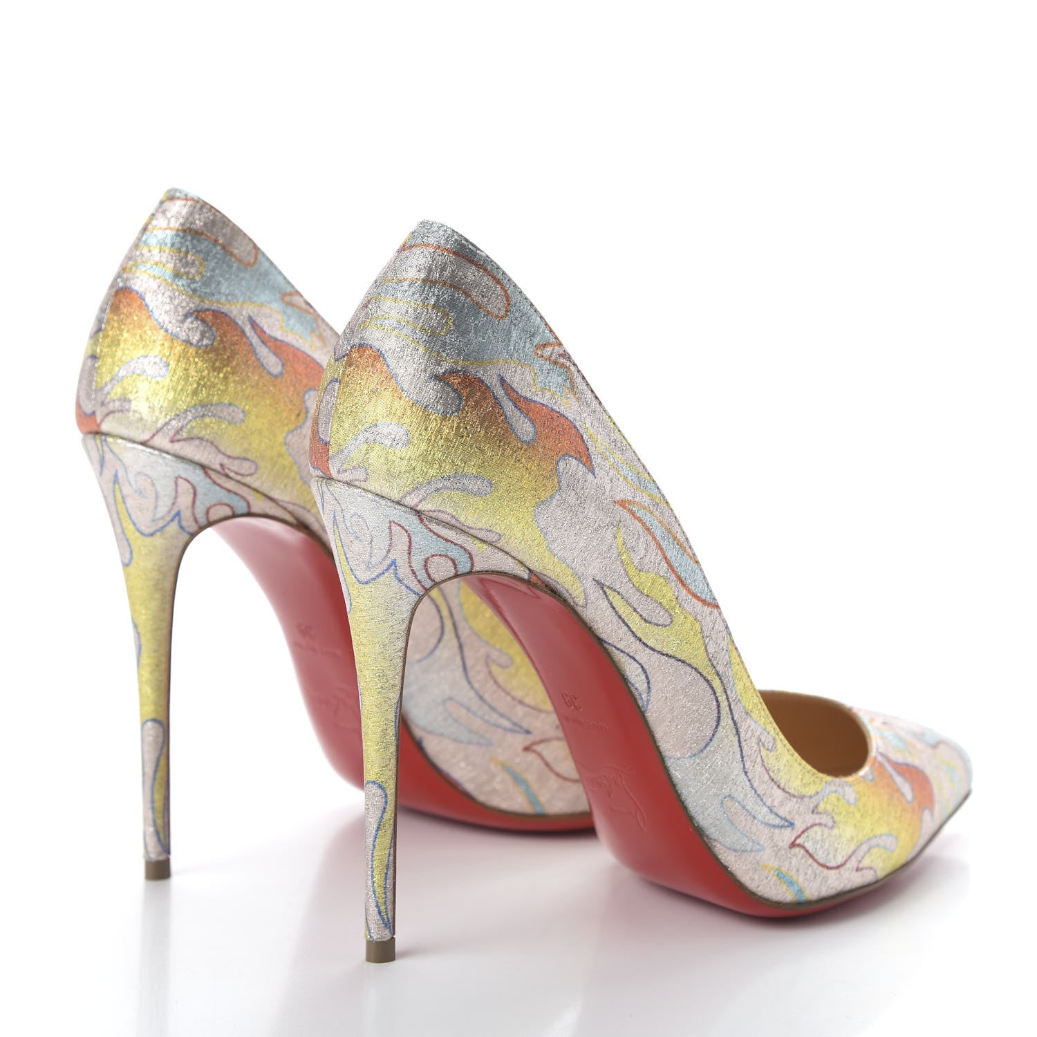 Christian Louboutin Metallic Lurex Flame Printed Pigalle Follies 100 Pumps 39 Multicolor 4 of 8