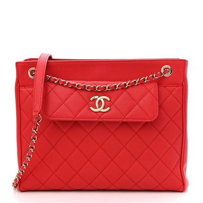 Chanel Caviar Quilted In Out Flap Shopping Tote Red 2 of 12
