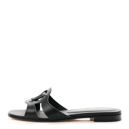 Louis Vuitton Calfskin LV Isola Flat Sandals 38 Black 1 of 9
