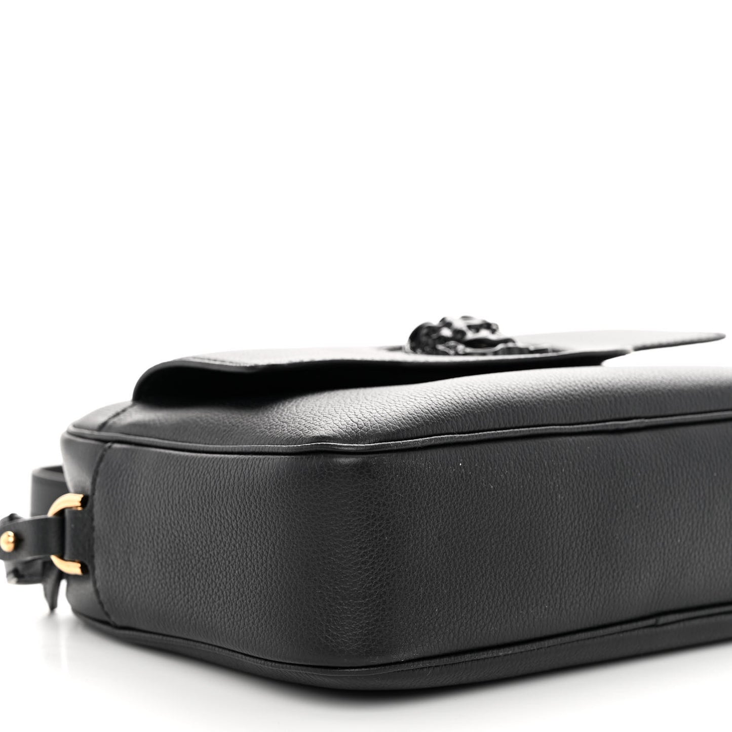 Grained Calfskin Medusa Camera Bag Black