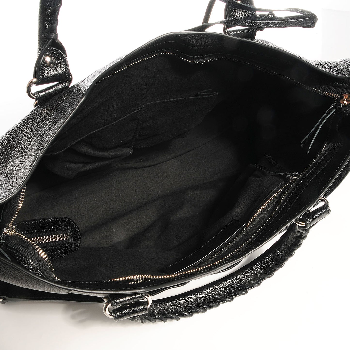 Chevre Silver Metallic Edge Hardware City Black