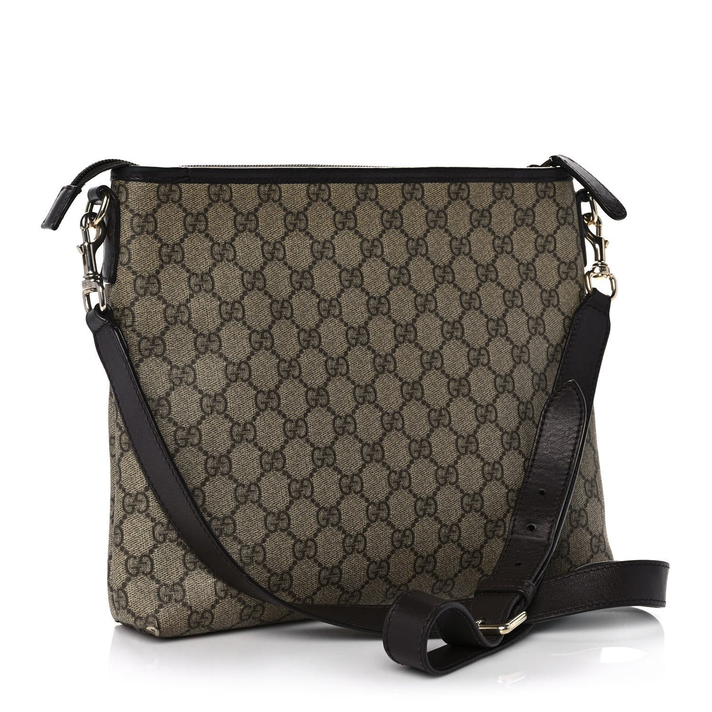 GG Monogram Web Flat Messenger Bag Dark Brown
