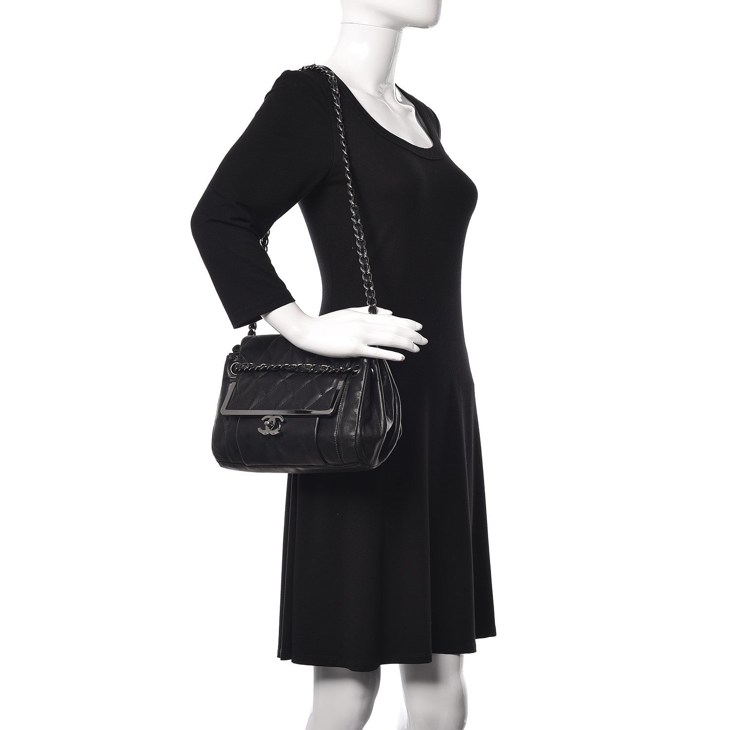 Chanel Calfskin Quilted Frame Flap Black 2 of 12