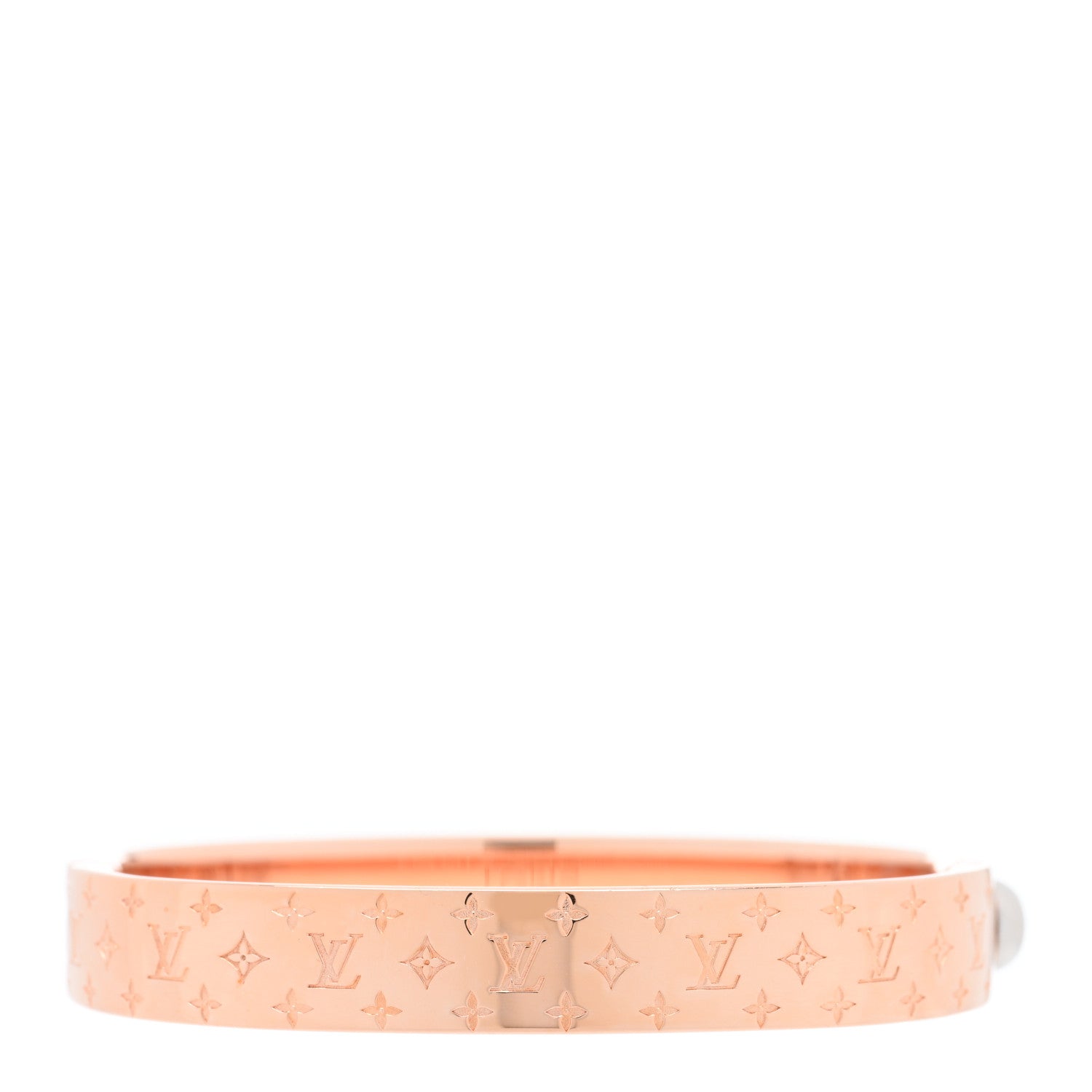 Louis Vuitton Brass Monogram Nanogram Cuff S Pink Gold 3 of 5