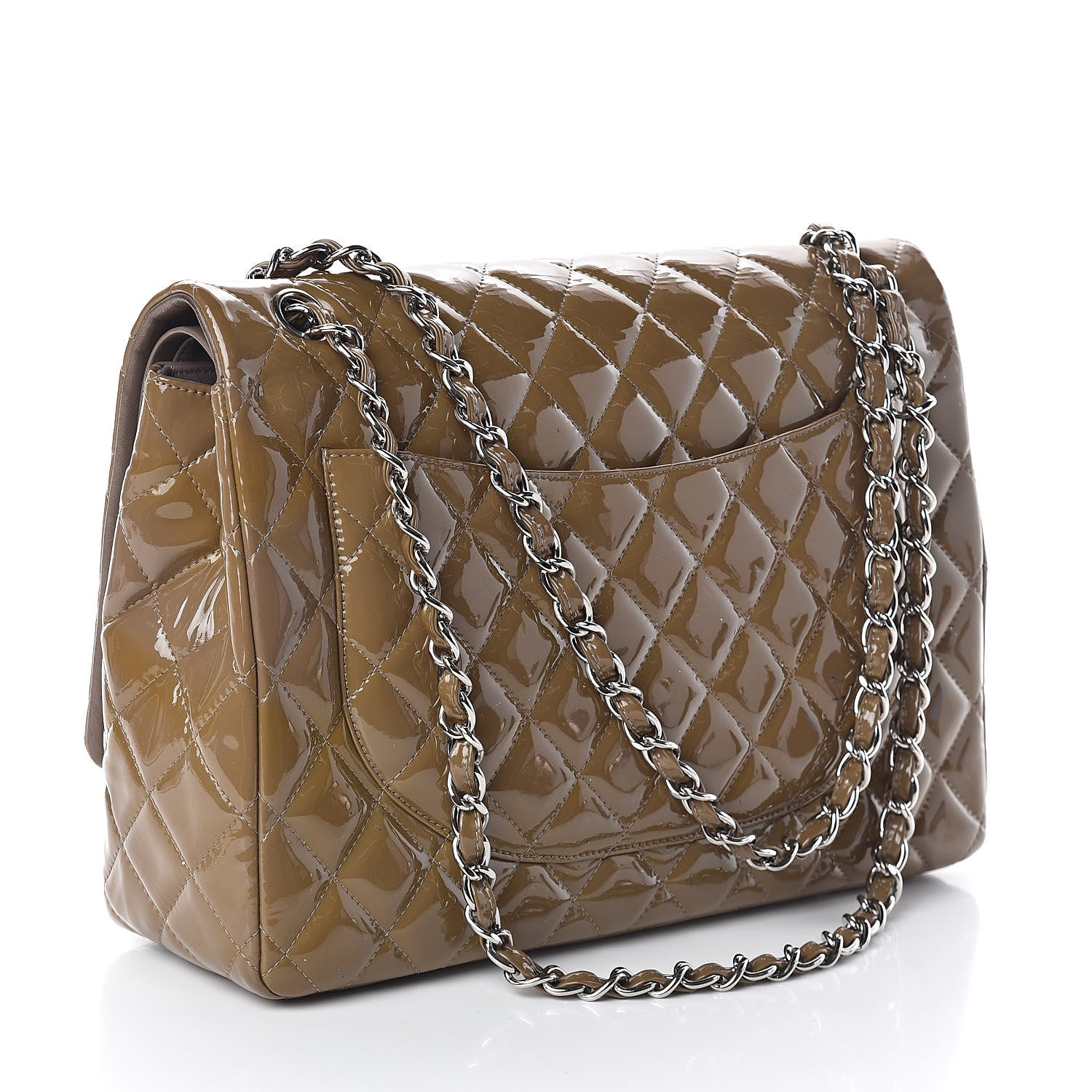 Chanel Patent Quilted Maxi Double Flap Grey 3 of 13