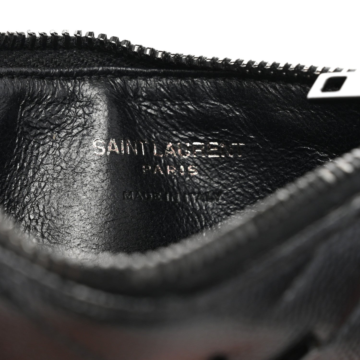 Saint Laurent Monogram Grain de Poudre 5 Fragments Zip Pouch Card Holder Black 6 of 8