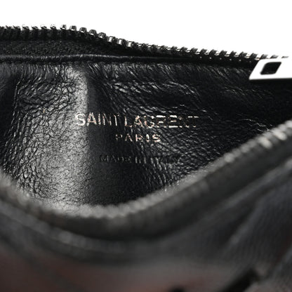 Saint Laurent Monogram Grain de Poudre 5 Fragments Zip Pouch Card Holder Black 6 of 8
