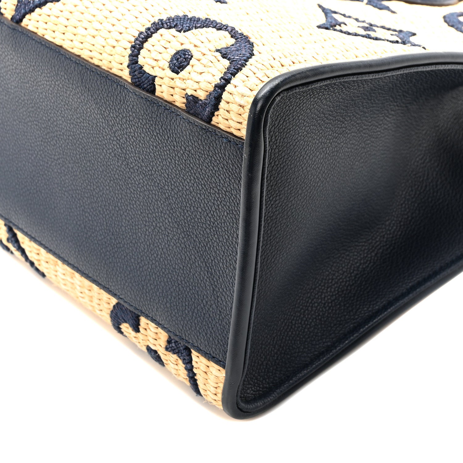 Louis Vuitton Raffia Calfskin Monogram Giant Onthego MM Blue 9 of 9