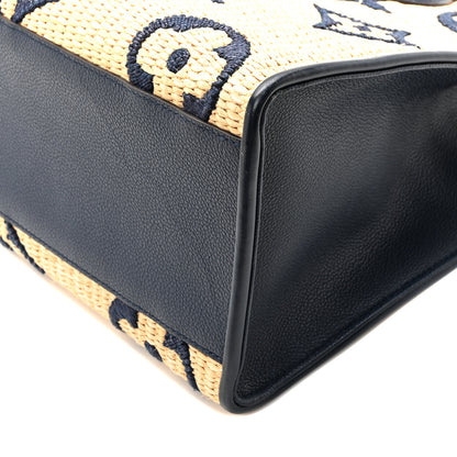 Louis Vuitton Raffia Calfskin Monogram Giant Onthego MM Blue 9 of 9