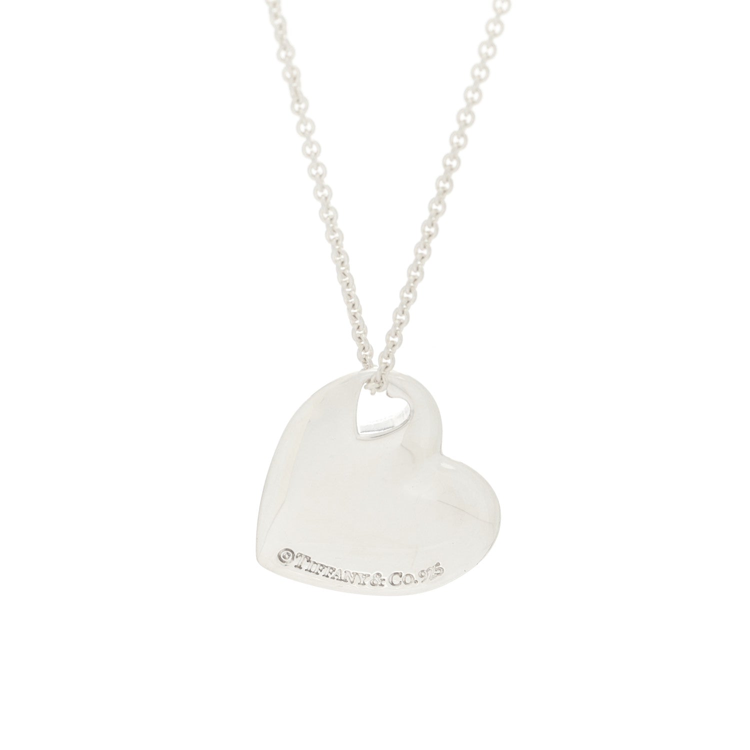 Tiffany Sterling Silver Heart Cutout Pendant Necklace 4 of 7