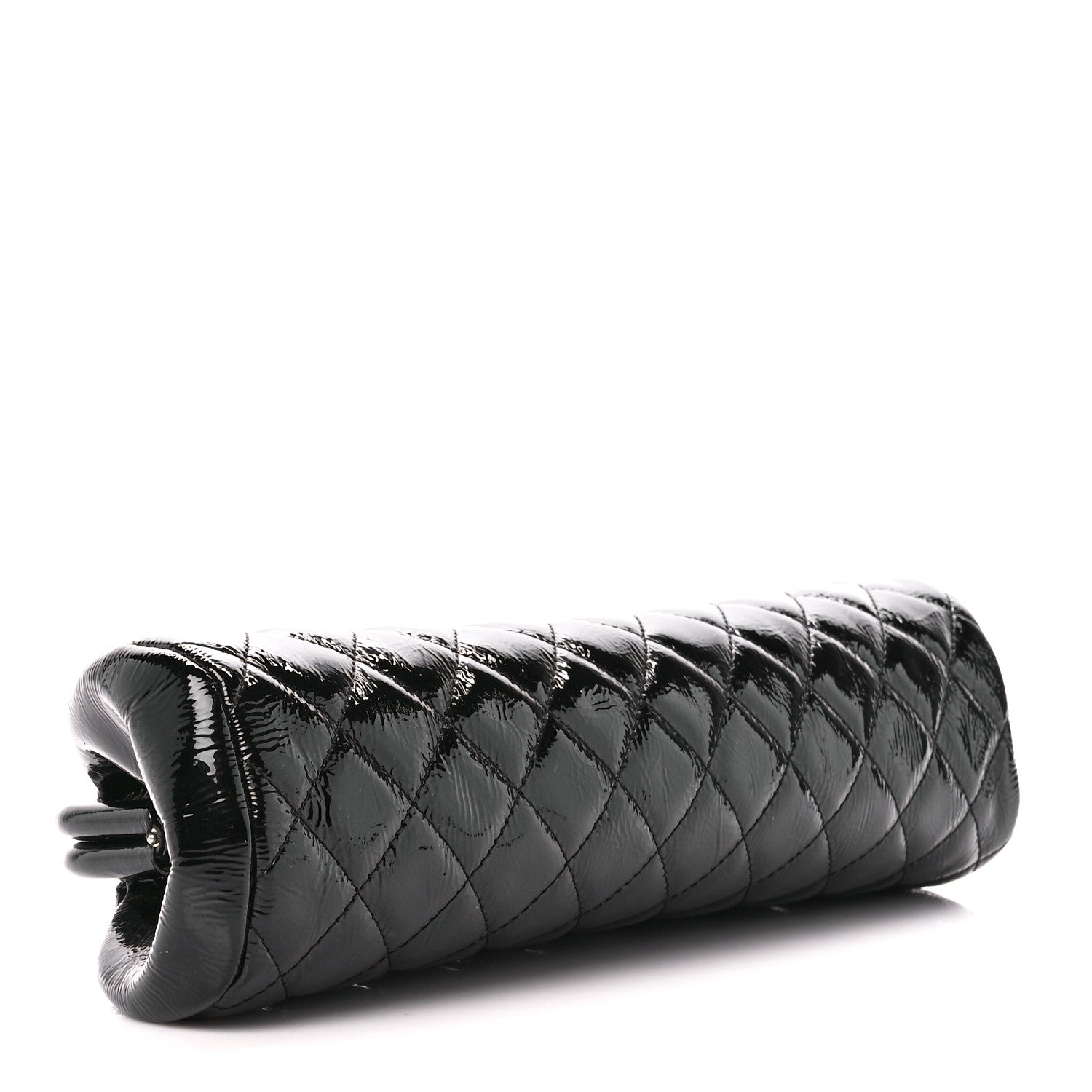 Chanel Distressed Patent Quilted Timeless Clutch Black 4 of 10
