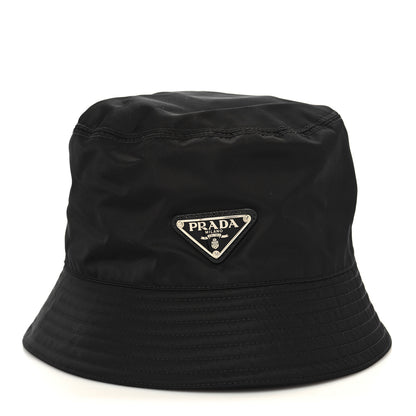 Prada Re-Nylon Metal Triangle Logo Mens Bucket Hat M Black 3 of 8