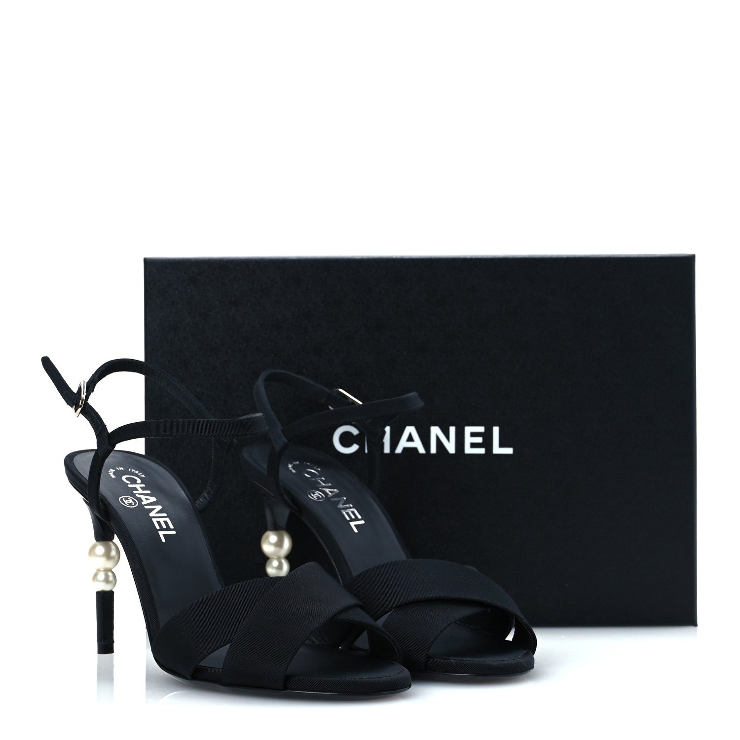 Chanel Grosgrain Pearl Sandals 39.5 Black 13 of 13