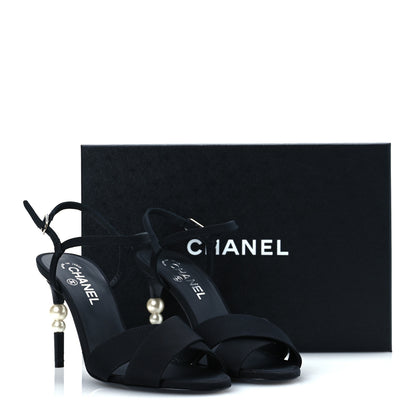 Chanel Grosgrain Pearl Sandals 39.5 Black 13 of 13
