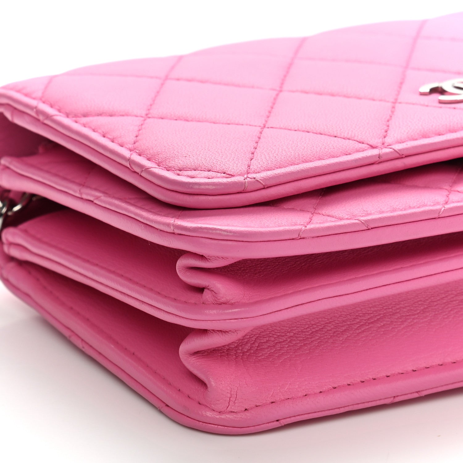 Chanel Lambskin Quilted Mini Wallet On Chain WOC Pink 17 of 18
