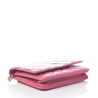 Chanel Lambskin Quilted Wallet On Chain WOC Pink 4 of 12