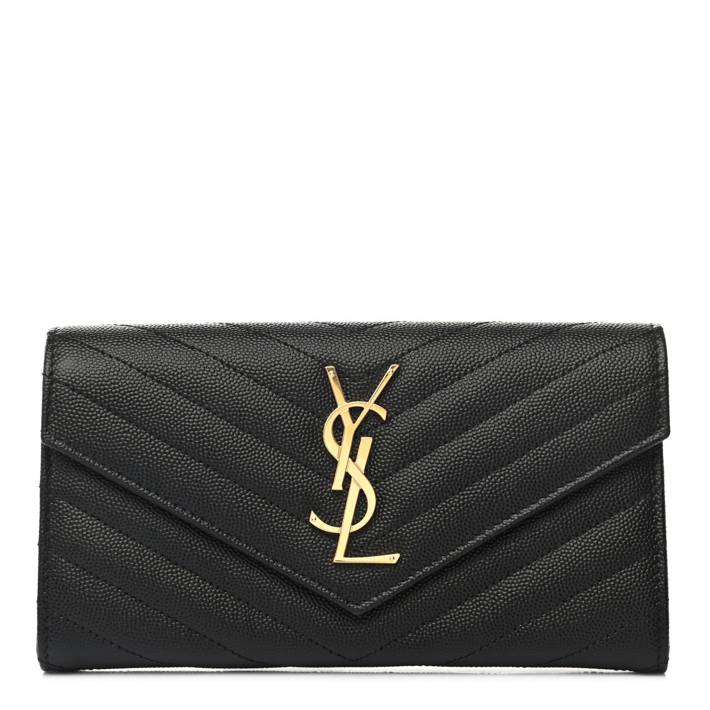 Grain De Poudre Matelasse Chevron Monogram Flap Wallet Black