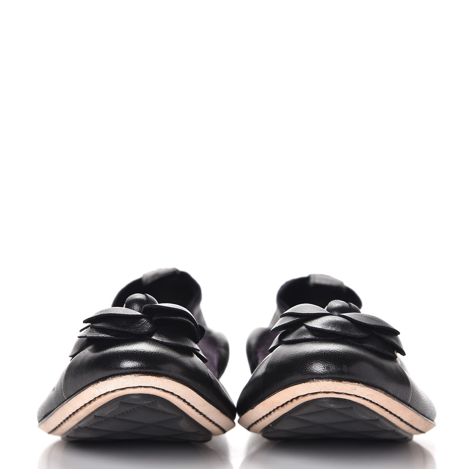 Chanel Lambskin Suede Camellia Cap Toe Ballerina Flats 37 Black 2 of 8
