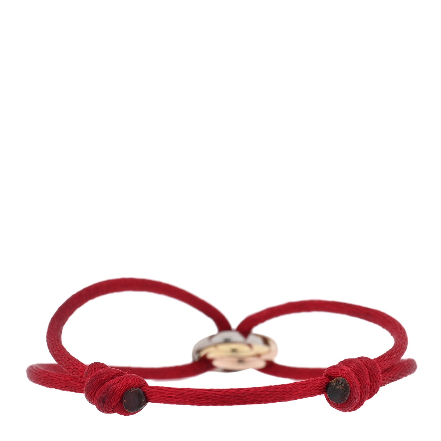 18K Pink Yellow White Gold Trinity Cord Bracelet Red