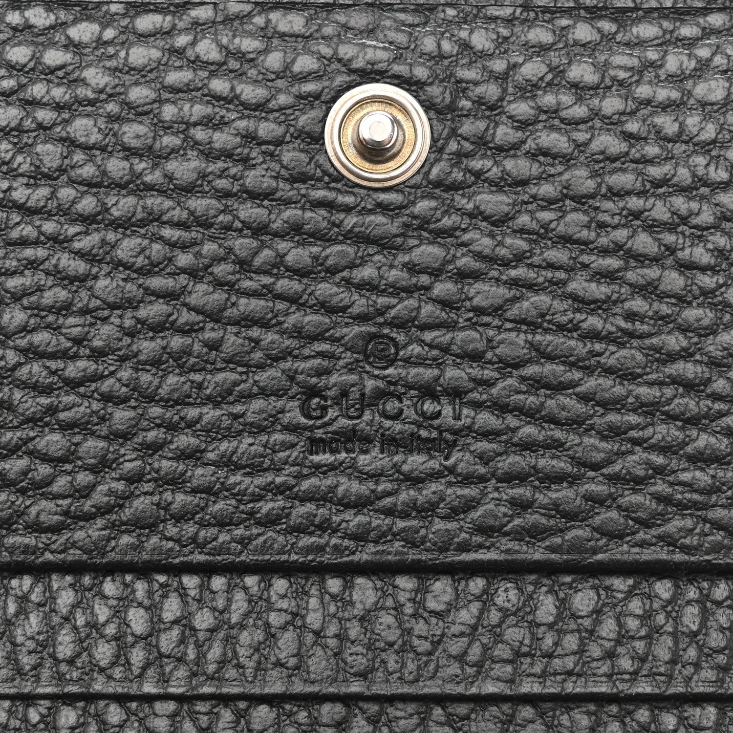 Gucci Dollar Calfskin Enamel Monochrome GG Marmont Card Case Black 6 of 9
