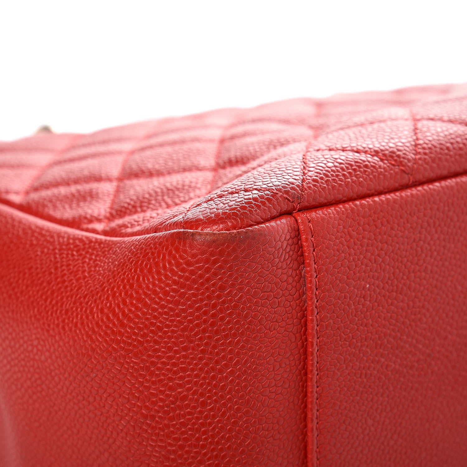 Chanel Caviar Quilted Grand Shopping Tote GST Red 8 of 13