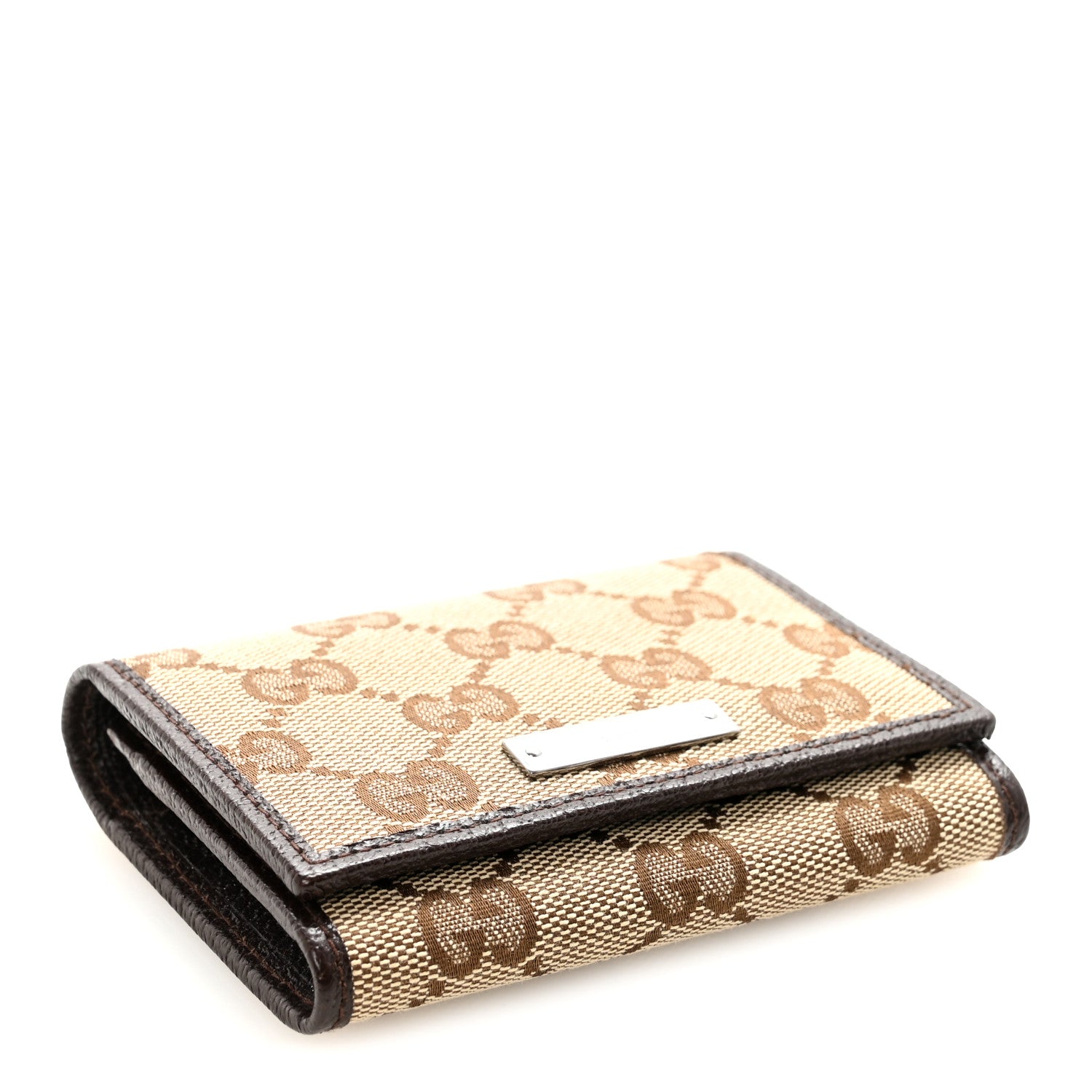 Gucci GG Monogram Card Case Flap Wallet Dark Brown 4 of 6