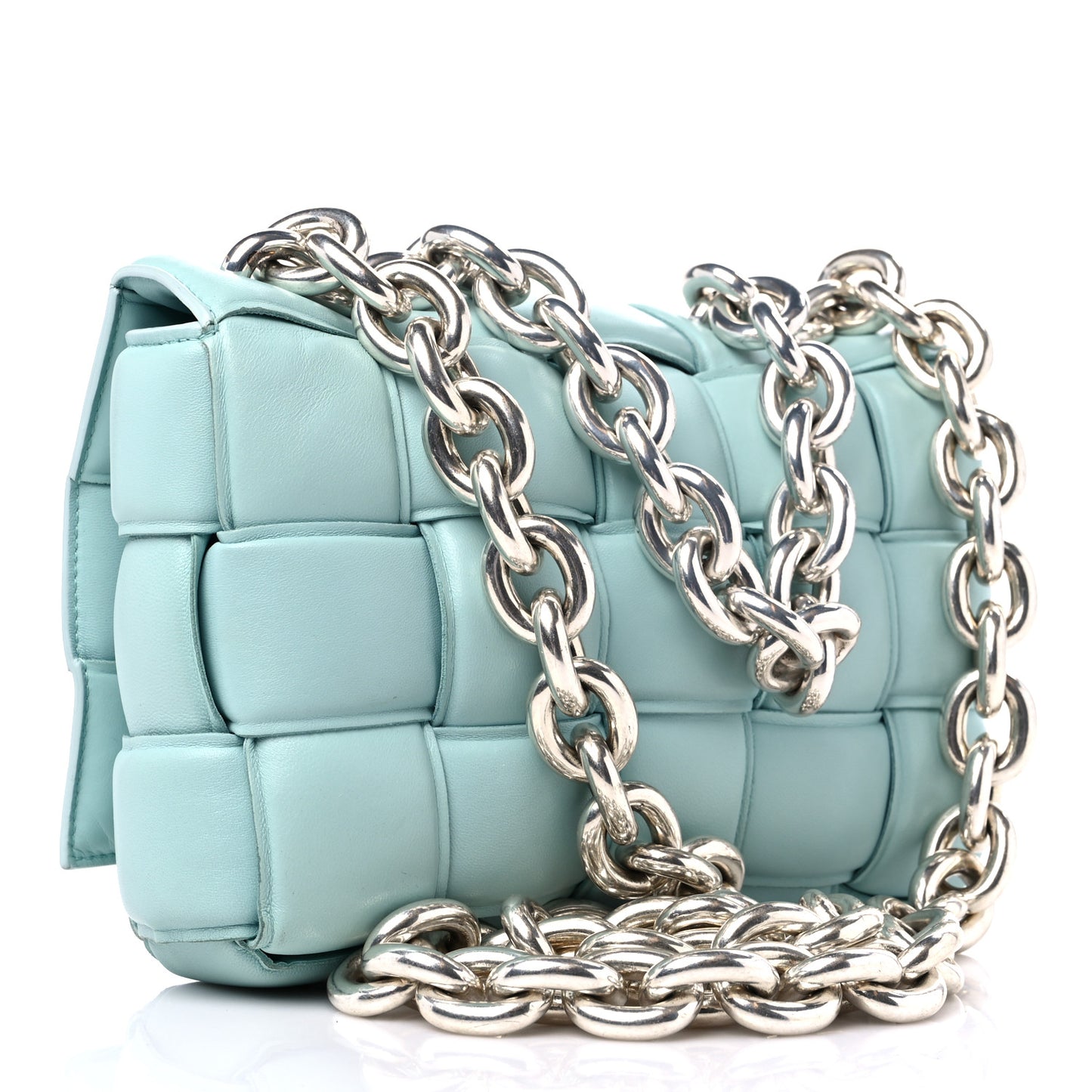 Lambskin Maxi Intreccio Padded Chain Cassette Crossbody Bag Spearmint