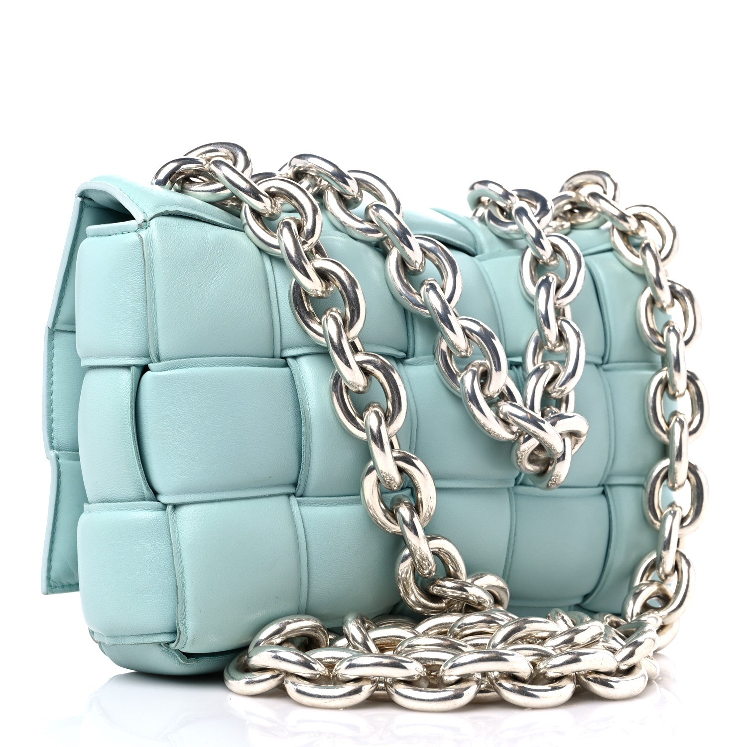 Bottega Veneta Lambskin Maxi Intreccio Padded Chain Cassette Crossbody Bag Spearmint 3 of 11