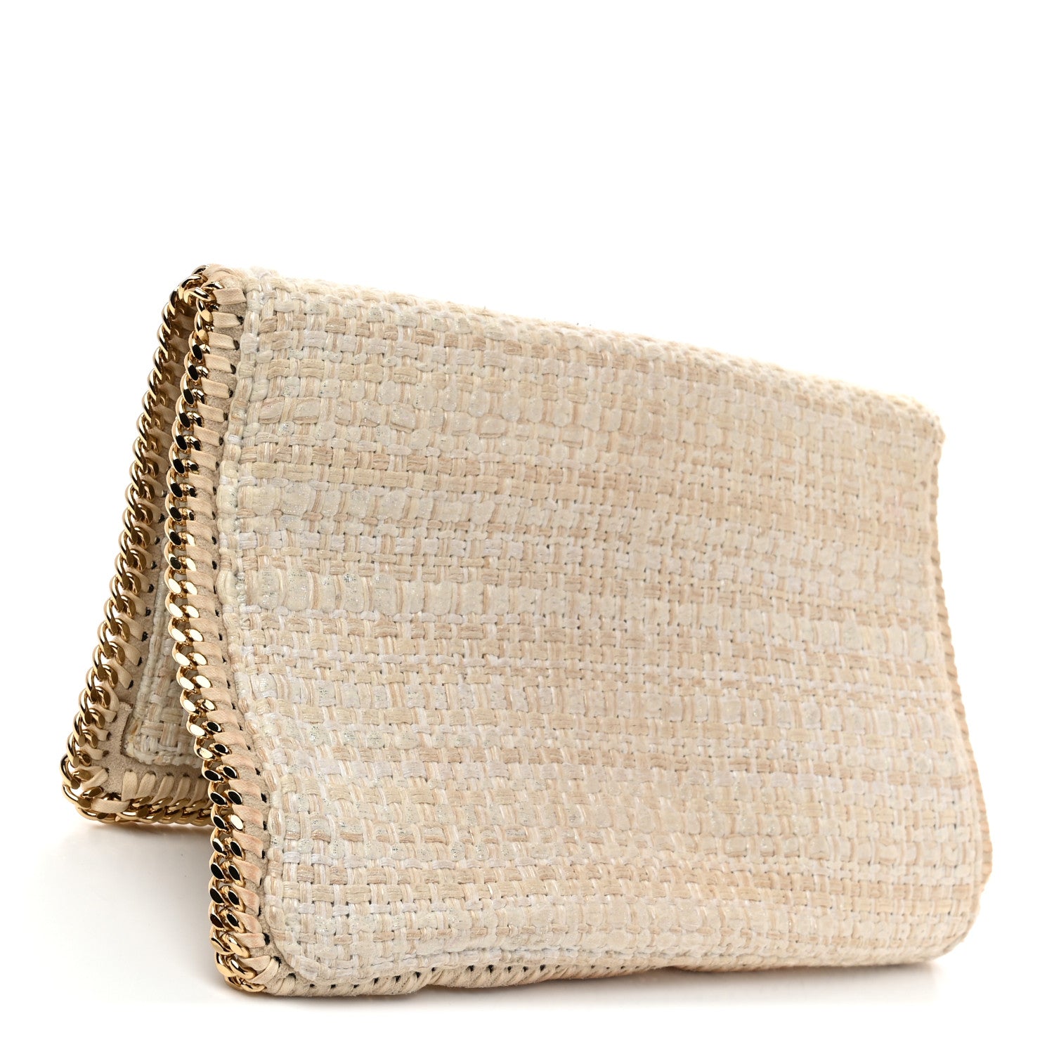 Stella McCartney Woven Boucle Fold Over Falabella Clutch White Beige 3 of 8