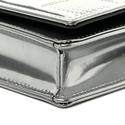 Christian Dior Metallic Patent Micro-Cannage Diorama Wallet on Chain Pouch Silver 6 of 19