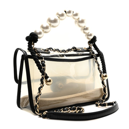 Chanel Lambskin PVC Sand By The Sea Flap With Pearl Strap Black 3 of 9