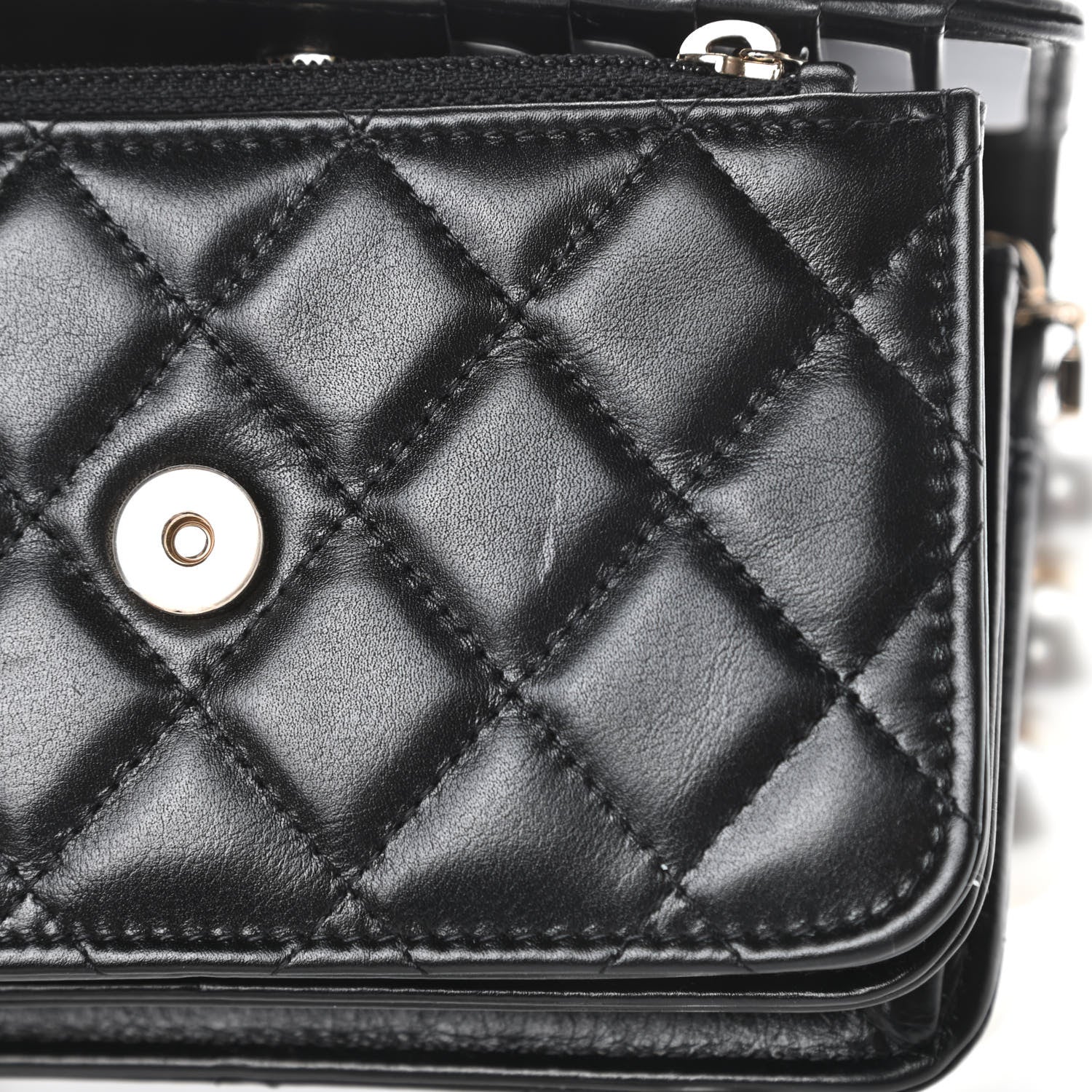 Chanel Calfskin Quilted Mini Maxi Pearls Wallet On Chain WOC Black 11 of 12