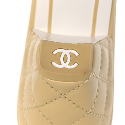 Chanel Lambskin Quilted Textured CC Mules 37 Yellow 7 of 10