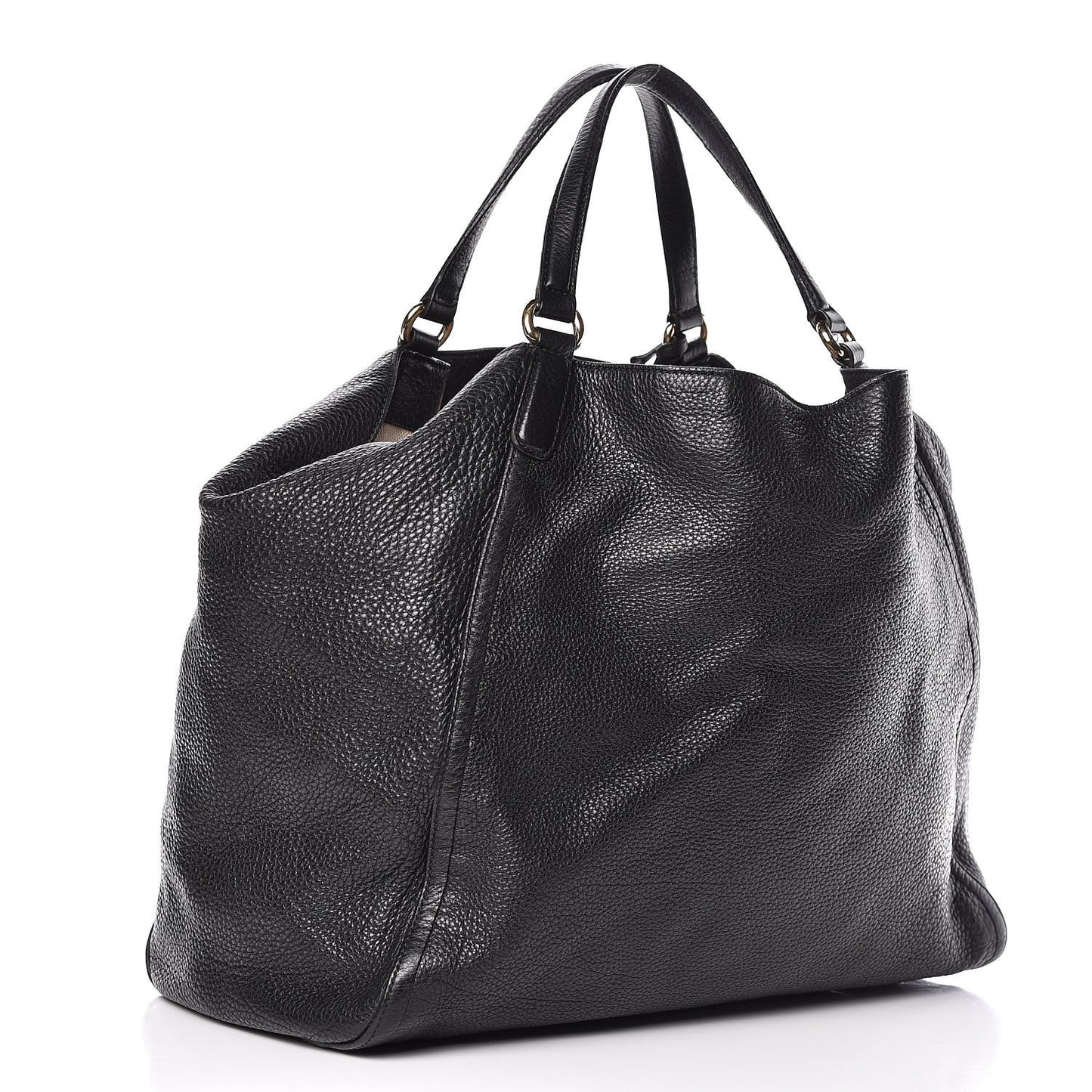 Pebbled Calfskin Large Soho Shoulder Bag Black