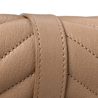 Saint Laurent Sheepskin Matelasse Chevron Monogram Medium College Bag Dark Beige 13 of 13