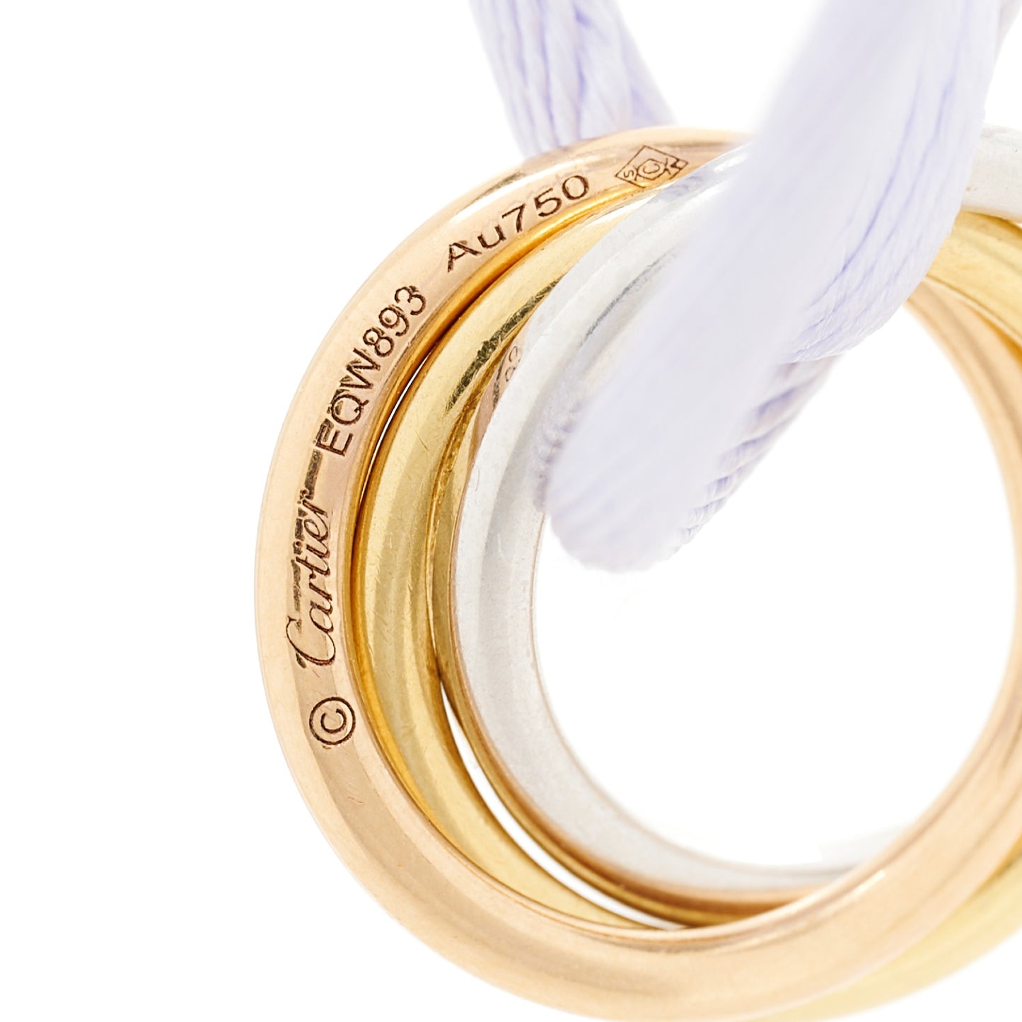 18K White Yellow Pink Gold Diamond Trinity Cord Bracelet Lilac