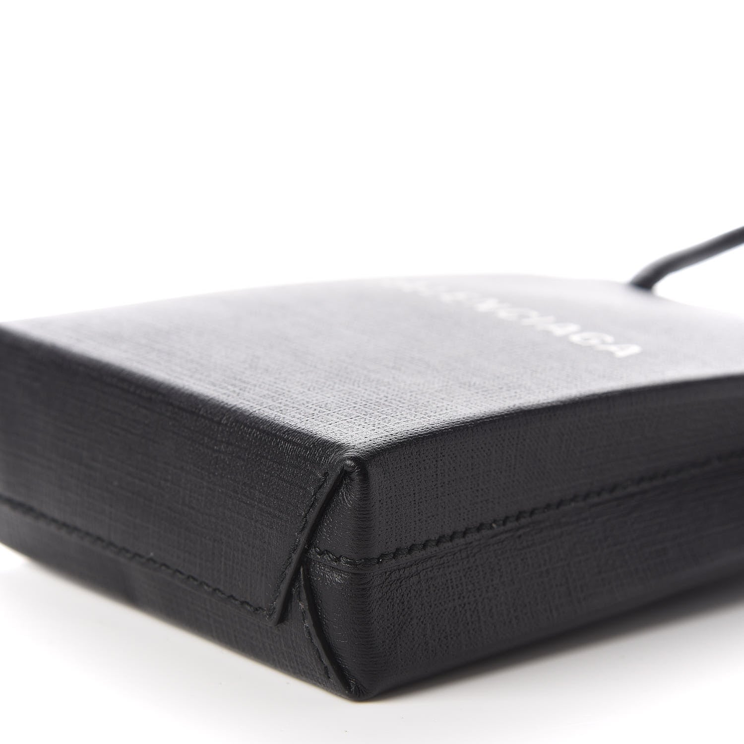 Balenciaga Squared Calfskin Logo Shopping Phone Holder Bag Black 6 of 9