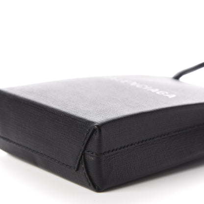 Balenciaga Squared Calfskin Logo Shopping Phone Holder Bag Black 6 of 9