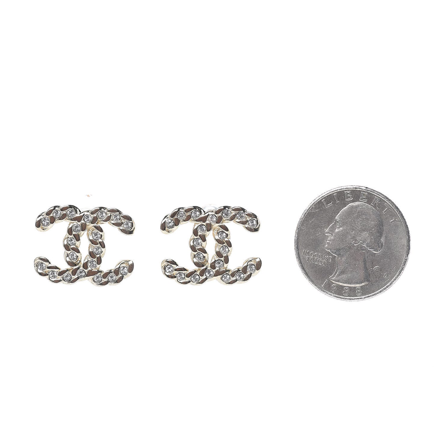 Crystal Pearls Coronation CC Earrings Gold