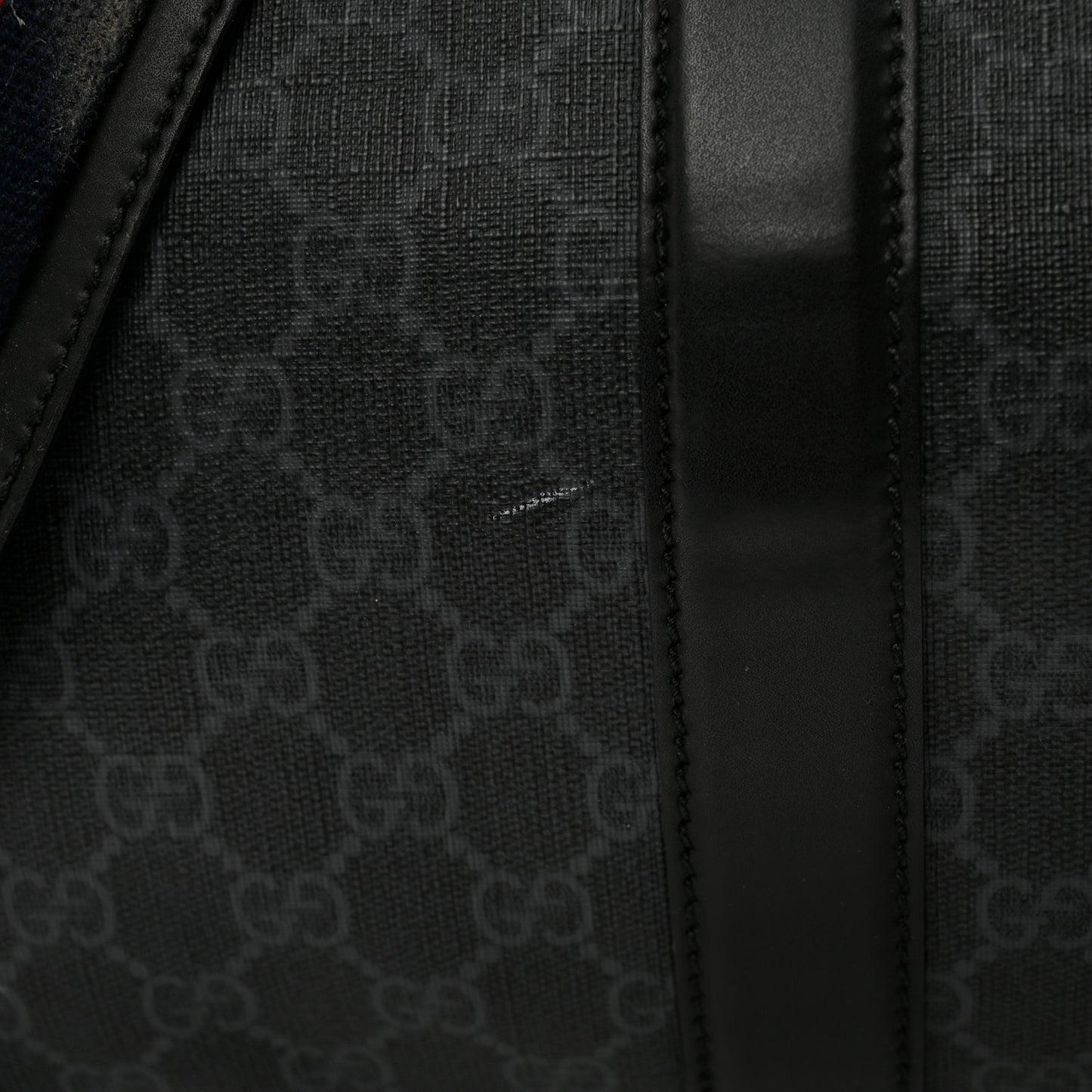 Soft GG Supreme Monogram Appia Calfskin Web Large Carry On Duffle Bag Black Grey