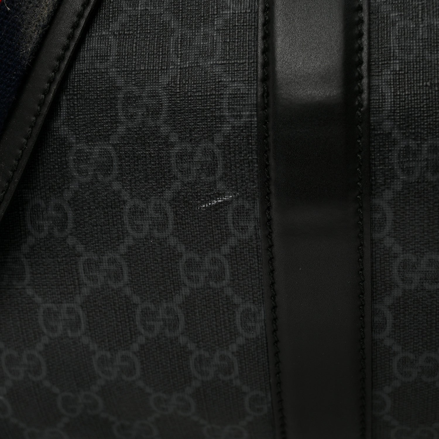 Gucci Soft GG Supreme Monogram Appia Calfskin Web Large Carry On Duffle Bag Black Grey 10 of 16