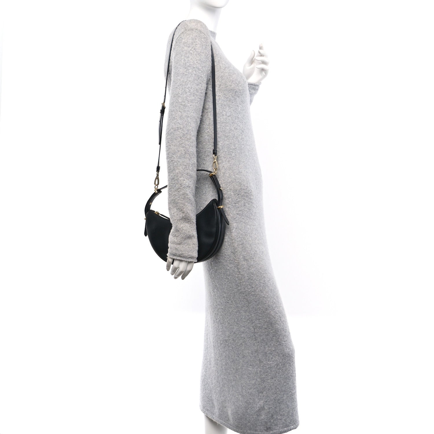 Prada Soft Calfskin Arque Shoulder Bag Black 2 of 9